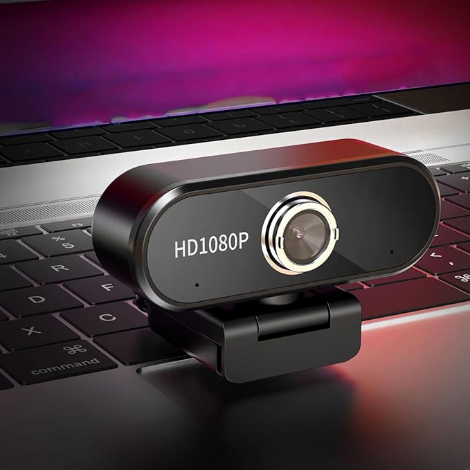 Full HD 1080P USB Webcam Computer Camera with Noise Reduction Mic 120° Wide Angle Lens Plug and Play 360° Rotation for Video Conferencing