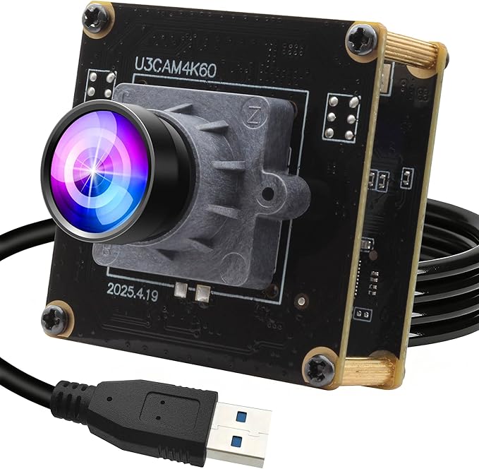 ELP High Speed 4K 60FPS USB Camera Module for Computer Mini UVC 2160P USB3.0/2.0 Lightburn Cameras for Windows Linux Mac Pi Wide Angle 100°(H) IMX678 Webcam Board for PC Laptop Jetson Nano
