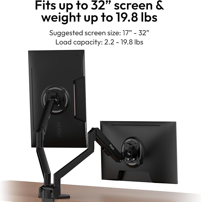 Pixio Two PXC279WAVE 27 inch 300Hz Refresh Rate FHD 1080p Resolution 1650R Curve Fast VA Panel 1ms GTG Response Time HDR Curved Gaming Monitor and PS1D Wave Black Dual Monitor Arm