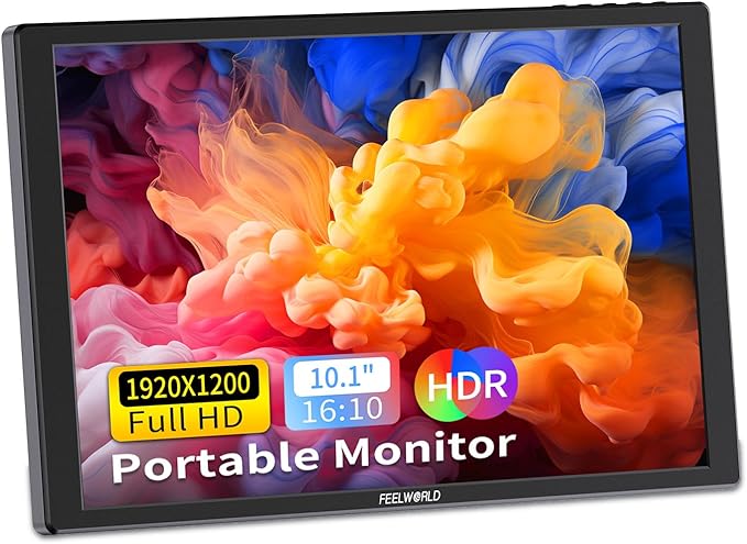 FEELWORLD D10 Touch Screen Portable Monitor10.1 Inch FHD 1920x1200 HDMI USB-C Second External Monitor for LaptopDesktopMacBookPhonesTabletPS5/4XboxSwitchRaspberry Pi Screen with Dual Speake
