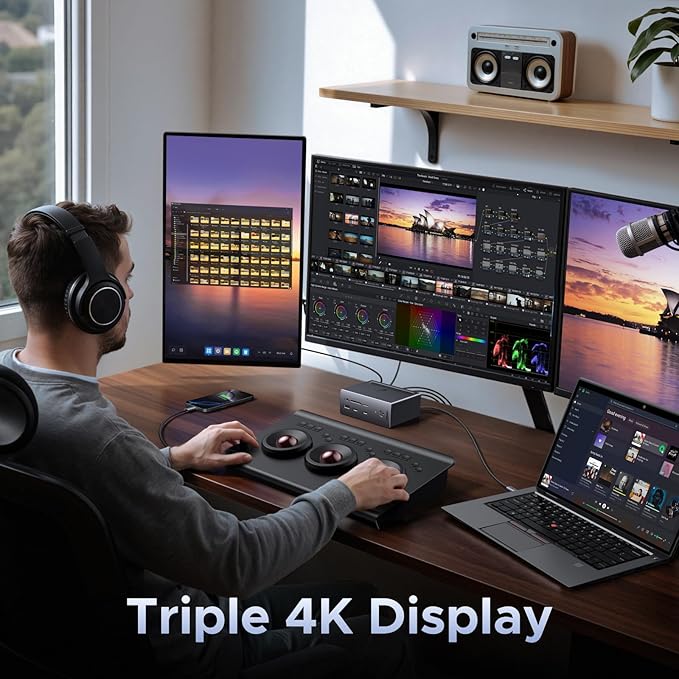 UGREEN 14 in 1 USB C Docking Station 3 Monitors Revodok Pro 314 with 8K DP/4K HDMI 100W PD 10Gbps USB Ports Gigabit Ethernet SD/TF 170MB/s 3.5mm Audio 90cm Cable.140W Power Adapter (HDMI &amp 2