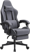 Dowinx Gaming Chair Fabric with Pocket Spring Cushion Massage Game Chair Cloth with Headrest Ergonomic Computer Chair with Footrest 290LBS Grey