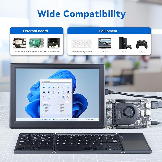 SunFounder 10.1'' IPS Display for Raspberry Pi - 10.1 Inch Portable Laptop Monitor 1280*800 Resolution Cooling Fan (Non-Touch)