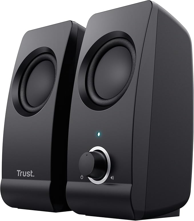 Trust Remo 2.0 PC Speakers 16W (8W RMS) USB Powered Jack 3.5mm Stereo Speaker Set with Volume Control Compact Sound System for Computer and Laptop - Black