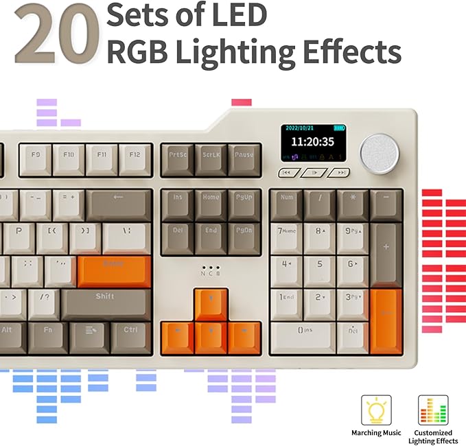 DAIDAI×AJAZZ AK35I V3 Full Size Hot Swap Mechanical Gaming Keyboard with Screen &amp Knob 2.4G/BT/USB-C Gasket Keyboard FR4 Plate 8000mAh Battery South Facing LED RGB (Avocado Axis)