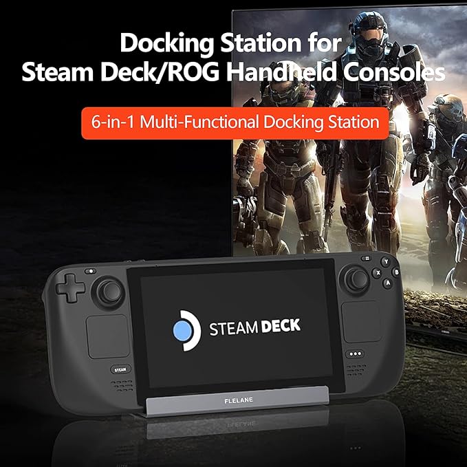 Aluminum Alloy 6 in 1 Steam Deck ROG Handheld Stand Type-C Docking Station with PD 100W USB3.0x3 4K@60Hz HDMI LAN (DS601)