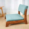 BTZHY Floor Chair Wooden Tatami Chair Floor Chair with Upholstery Lazy Susan Meditation Floor Seat for Bay Window Living Room Bedroom(Blue FleeceWalnut)