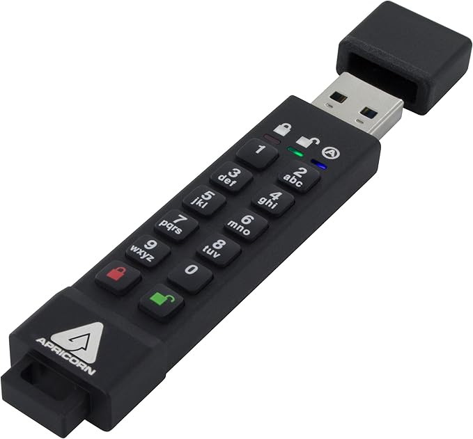 Apricorn 2TB Portable External Hard Drive &amp Aegis Secure Key 3Z 128GB 256-bit AES XTS Hardware Encrypted FIPS 140-2 Level 3 Validated Secure USB 3.0 Flash Drive (ASK3Z-128GB) Black