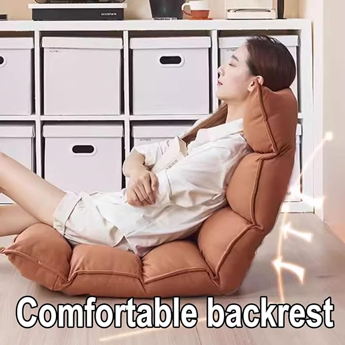 Single Sofa Chair Modern Floor Seat 5-Position Adjustable Backrest Freestanding Support Load Capacity 150kg for Living Room Bedroom Balcony Multi-Color(Yellow)