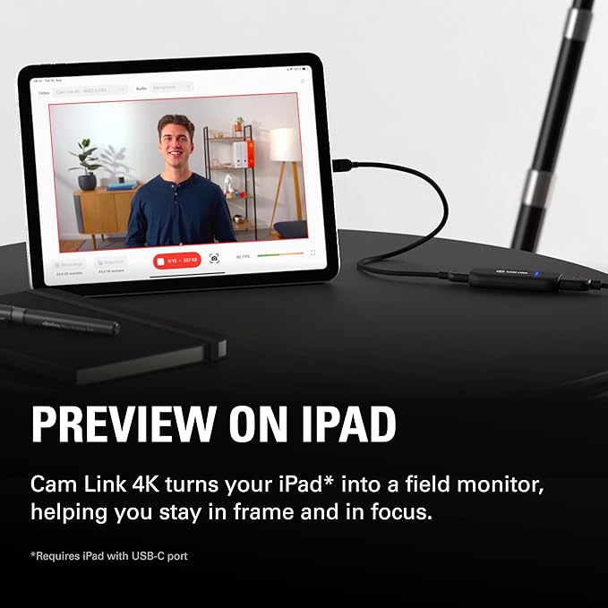 Elgato Cam Link 4K – External Capture Card for DSLR &amp Camcorder ActionCam as Webcam Meet/Stream/Record in 1080p60 or 4K30/4K60 Easy Connect for OBS/Zoom/Discord – HDMI to USB 3.0 PC/Mac/iPad