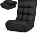 MAT EXPERT Folding Floor Chair Floor Gaming Chair w/ 4-Position Backrest 5-Position Adjustable Headrest Side Pocket Indoor Floor Chair w/Back Support for Bedroom Living Room (Black)