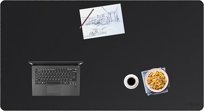 Mydours 59 x 32 Extra Large Desk Pad XXL Desk Protector Mat with PU Leather Mega Desk Blotter Mat for Office Home Dinner Full Desk Pad for Keyboard and Mouse (Black)