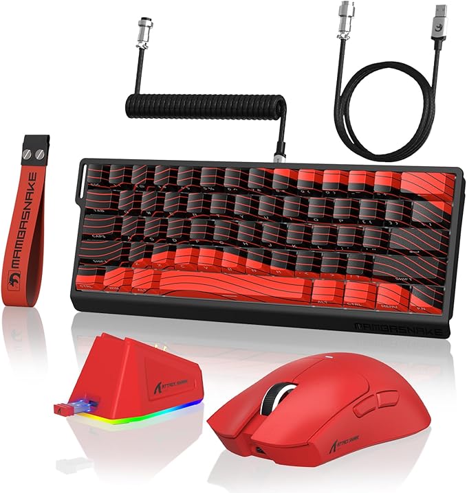 Attack Shark X11&ampX60HE Mechanical Wireless Gaming ComboRapid Trigger Magnetic Switches 8K Keyboard59g Ultra-Light Mouse with Charging Dock 22K DPIPAW3311RGB Backlit 3-Mode with Coiled Cable-R