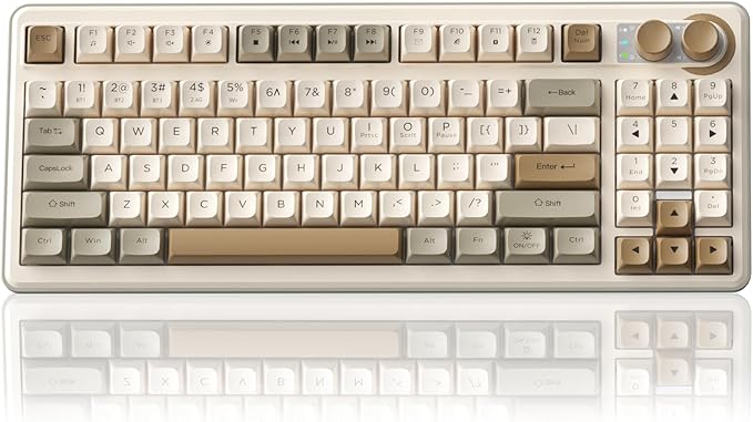 SOLAKAKA SK90 75% Wireless Gaming Keyboard - 4000mAh Tri-Mode (BT5.0/2.4G/USB-C) Cute Creamy Gaming Keyboard with Number Pad Media Knob RGB Backlit Quiet Keys Silent Office Keyboards for PC MAC