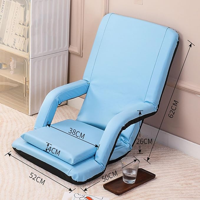 Folding Floor Gaming ChairAdjustable &amp Portable Floor Lazy Sofa Chair with ArmrestBack Support Comfortable Sofa6 Angles Floor Chair for Reading Gaming Meditating (Beige)