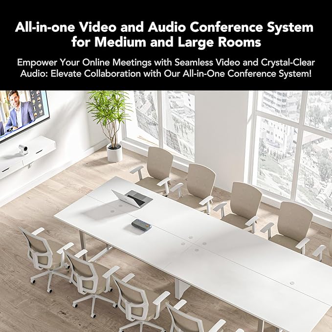 NUROUM Conference Room Camera System 5X Optical Zoom 4 Noise Cancellation Microphones All-in-one Video Conferencing System 1080P PTZ Webcam Bluetooth Conference Speaker for Business
