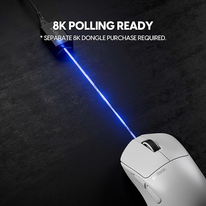 Pulsar Gaming Gears X3 Wireless Gaming Mouse Ultra Lightweight (1.76 oz/50g) Hybrid Ergonomic Optical Switch 32000 DPI 750 IPS XS-1 Sensor 8k Compatible (Mini White)