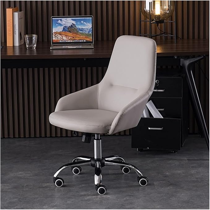 Adjustable Office Computer Chair with Armrest Leather Office Chairs Meeting Room Computer Chair Backrest Gaming(Light Gray-Silver)