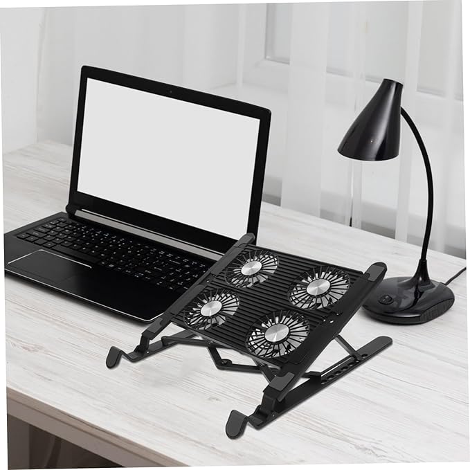 Uonlytech 1Set Adjustable Laptop Cooling Stand with Skid Design USB Interface Ergonomic Angle for All Laptops Ultrabook Gaming Versatile Notebook Cooler Pad for Extended Use