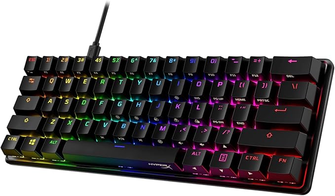 HyperX Alloy Origins 60 - Mechanical Gaming Keyboard - Ultra Compact 60% Form Factor - Tactile Aqua Switch - Double Shot PBT Keycaps - RGB LED Backlit - NGENUITY Software CompatibleBlack