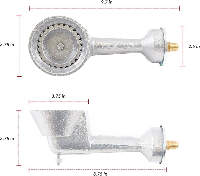Cast Iron Propane Burner Head with Brass Fitting Orifice (SH10RH - DIY Burner &amp Regulator)