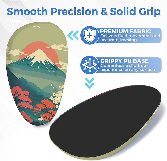 Ergonomic Mouse Pad with Wrist Support Memory Foam Wrist Rest for Pain Relief &amp Carpal Tunnel Non-Slip Base for Office Computer PC Laptop (12x8x1.2inch Fujisan)