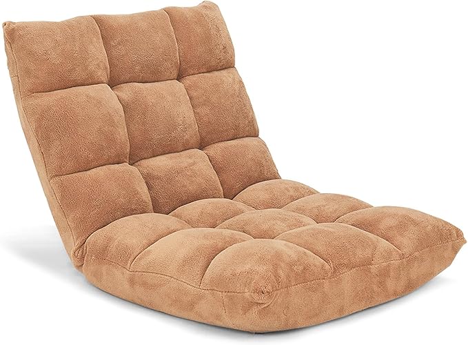 SlickBlue Adjustable Floor Chair with 14 Positions Thick Padded Cushion for Living Room