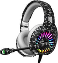 ZIUMIER Camo Gaming Headset for PS4 PS5 Xbox One PC Laptop Mac Switch 3.5MM Wired Gaming Headphones with Microphone Bass Surround LED Light Camouflage