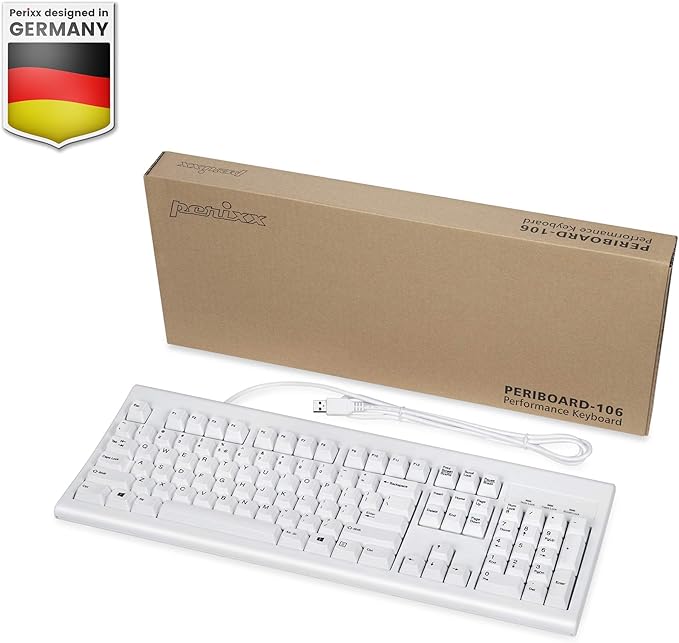 Perixx PERIBOARD-106 USB Keyboard – High Performance – High Curved Keys – Full-Size with Numeric Keyboard – Black – QWERTY Spanish