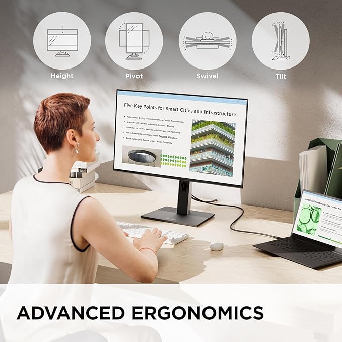 ViewSonic VG2458 24 Inch 1080p IPS Docking Monitor with Advanced Ergonomics 100W USB C 5-Port USB Hub HDMI DisplayPort and Daisy Chain for Home and Office