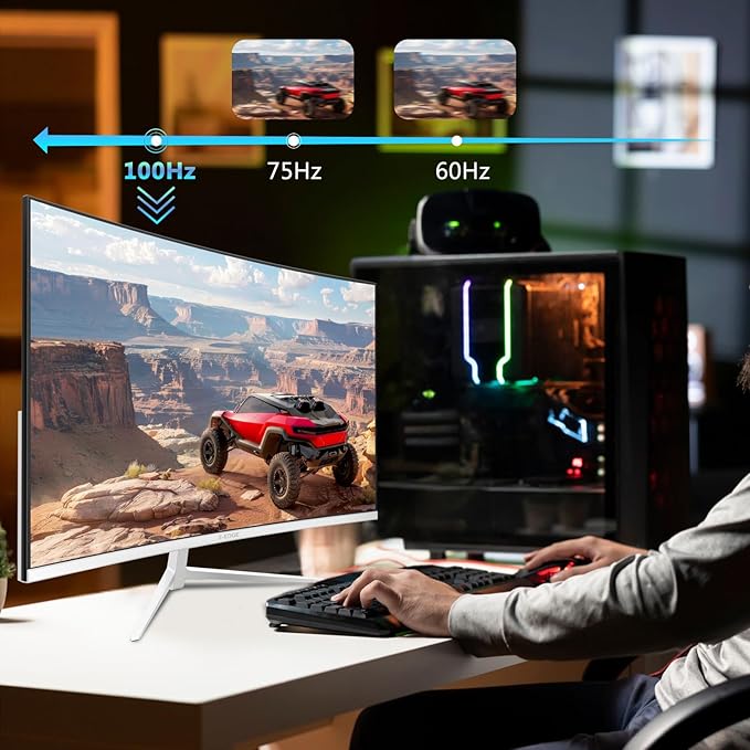Z-Edge 24-inch Curved Gaming Monitor Full HD 1080P 1920x1080 LED Backlight Monitor with 100Hz Refresh Rate and Eye-Care Technology U24C 178° Wide View Angle DP+HDMI
