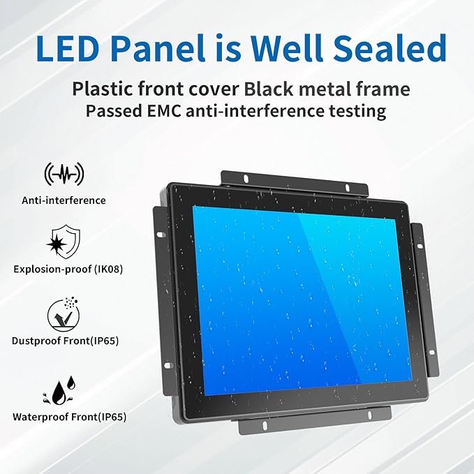 9.7 Inch Open Frame Touch Monitor PCAP 10-Point Touch Industrial Touchscreen Monitor with HDMI/VGA/DVI Interface Active Matrix TFT LCDLED Backlight with VESA Mount
