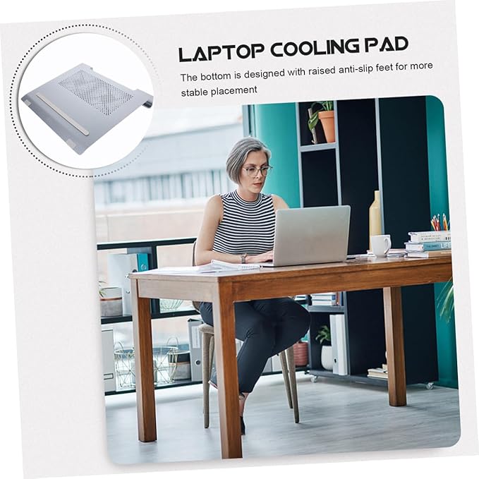 Aluminum Alloy Laptop Cooling Pad Ventilated Support Stand with Quiet USB Fan for Gaming and Office Use Under 17.3 Inch Gray