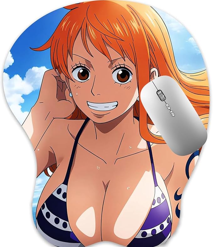 3D Mouse Pad Oppai Mousepad with Soft Gel Wrist Rest Anime Manga Gaming Boob pad Anti-Slip Mouse Mat （Namii 24）