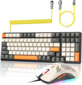 ZIYOULANG K3 Mechanical Gaming Keyboard and Mouse Combo - 98Key RGB Backlit Blue Switch Ultra-Light Honeycomb Shell Mouse Compact Design Wired Coiled Cable for PC/Mac/Windows (Shimmer)