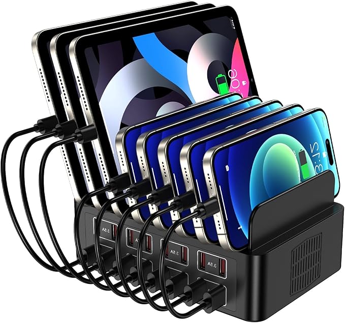 Charging Station for Multiple Devices 16 Port USB Fast Charging Station 175W Ipad Charger Station Multiple Charger Organizer Compatible with Smartphones Tablets and Other Devices
