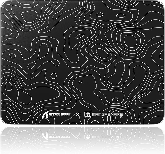 ATTACK SHARK CM05SE Glass Gaming Mouse Pad for FPS &amp Esports Nano-Etched Tempered Glass SurfaceUltra-Smooth Low Friction Hard MousepadWaterproof Large Desk Mouse Mat for PC SetupBlack Contour