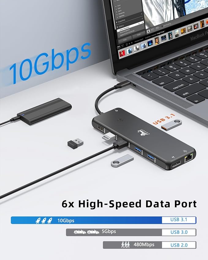 LIONWEI USB C Docking Station Dual Monitor 13 in 1 USB C Hub Triple Display 8 USB C/A Ports Ethernet Audio Laptop Dock for MacBookDellHPLenovoSurface