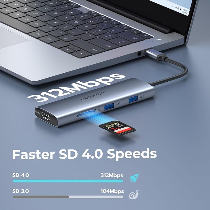 Versatile USB C Video Hub 3 Monitors Docking Station with DP Alt Dual 4K@30Hz HDMI 100W PD 10Gbps*6Ports SD 4.0 Laptop Docking Station for Dell HP ASUS Steam Deck Rog Ally Legion GoSamsung