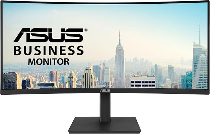 ASUS 34” Curved USB-C Docking Monitor (VA34VCPSR) - WQHD (3440x1440) 1500R Curvature Frameless USB-C PD 96W RJ45 USB hub Eye Care Ergonomic VESA Wall Mountable 3 yr Warranty