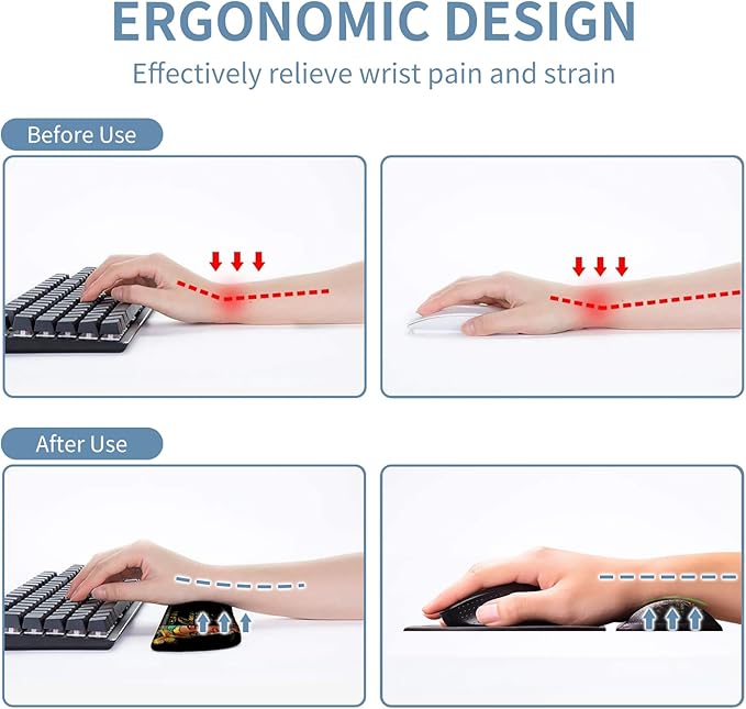 Keyboard Wrist Rest + Mouse Pad + Mouse Wrist Rest Support Set + Coaster Ergonomic Memory Foam Mouse and Keyboard Pad Set for Laptop Computer Office Home Working Gaming African Women Queen