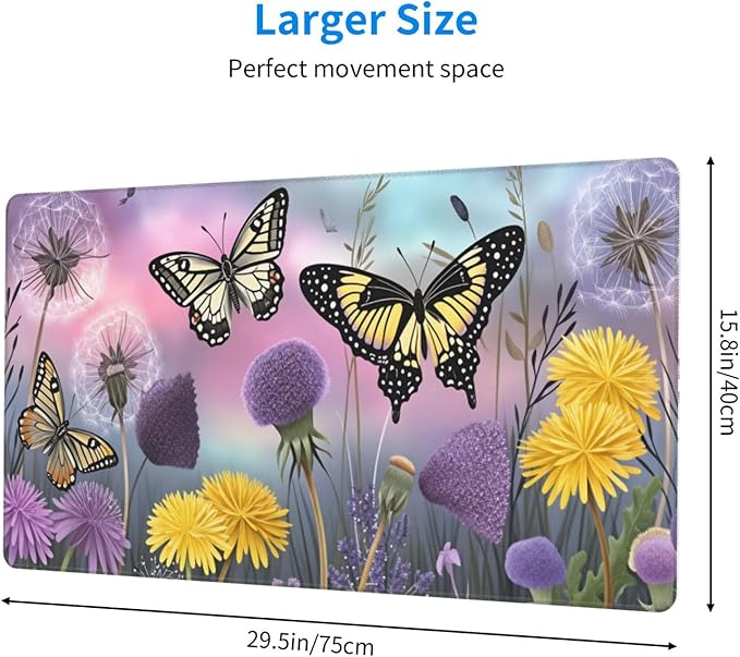 Butterflies Desk Cover MatExtended Large Mouse PadComputer Laptop Mat Desk Decor for Office Game Home 30x16 Inch