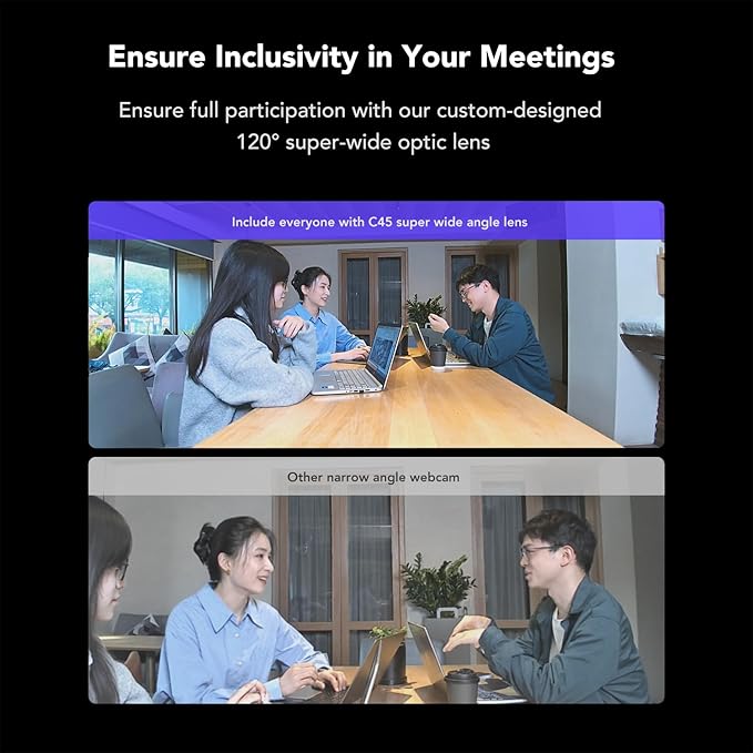 NEARITY C45 2K Video Conference Webcam with Microphone and Speaker All-in-One Camera with 4 Noise Cancelling Microphone 5X Zoom FHD Webcam AI Auto-Framing Plug-and-Play for Zoom/Teams/Google Meet