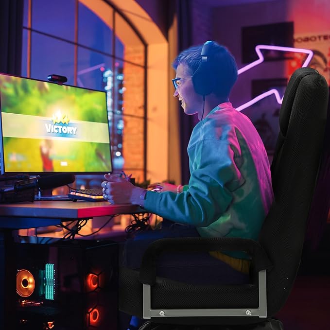 Swivel Gaming Chair Multipurpose 2PACK Floor Gaming Chair for Playing Video Games TV Reading w/Armrest Lumbar Support &amp 6 Adjustable Postion Backrest for Adults Black