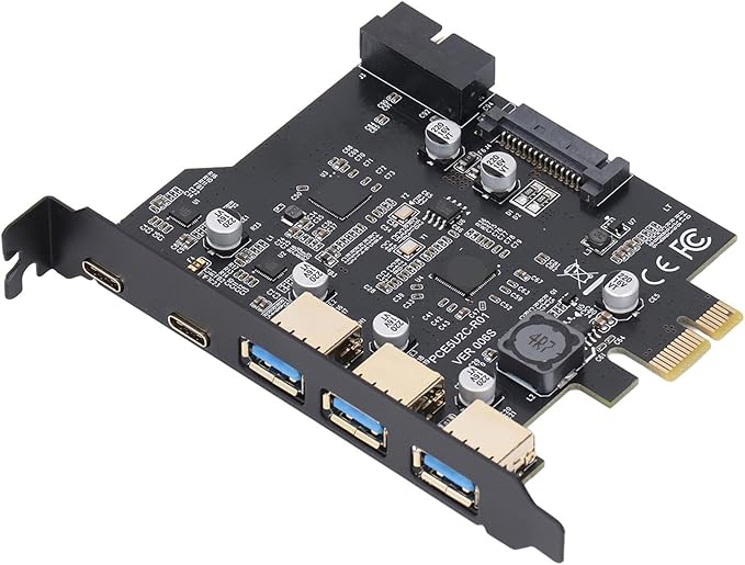 PCIe to USB 3.2 Gen 2 Expansion Card with 20 Gbps Speed 5-Port USB Hub (3 Type A + 2 Type C) for Desktop PC Compatible with USB 3.2 Devices Supports Windows Linux and macOS Operating Systems