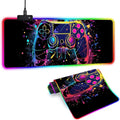 XL RGB Gaming Mouse Pad with 14 Light Modes - Light Up Gamer Mouse Pad31.5 x 11.8in Non-Slip Gamepad Style Led Large Gamer MousepadBlack Long Glowing Gaming Accessories for Desk Waterproof
