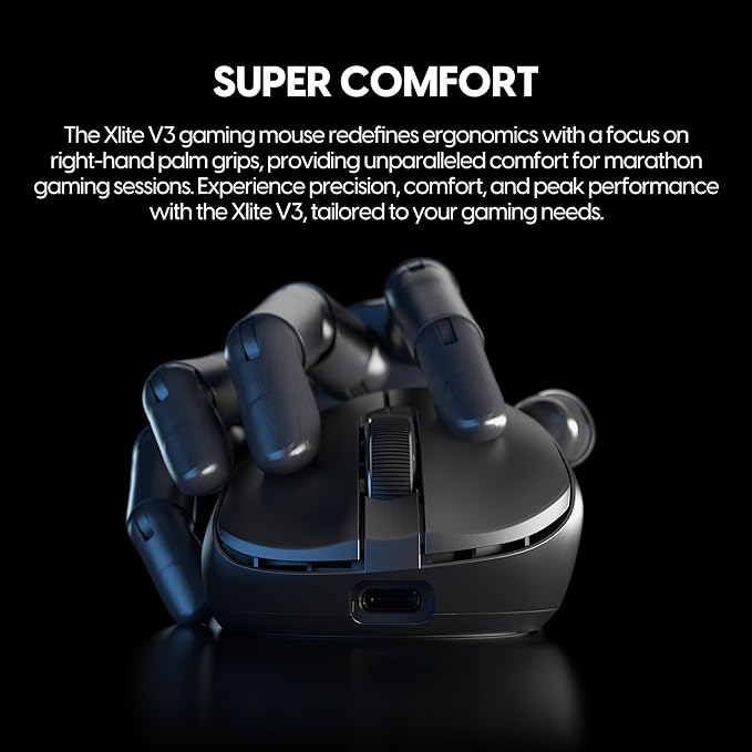 Pulsar Gaming Gears - Xlite v3 mini Wireless Gaming Mouse Ultra Lightweight 1.83 oz (52 g) Ergonomic Optical Switches PAW3395 Optical Sensor (Mini Wireless Black) (Renewed)