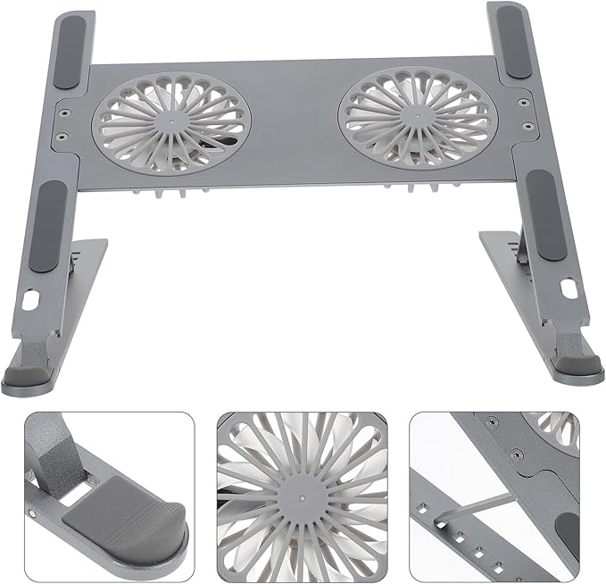 Aluminum Laptop Cooler Stand with USB LED Fan Ventilated Air Circulation and Protection for Gaming and Work and Practical Cooling Pad Holder