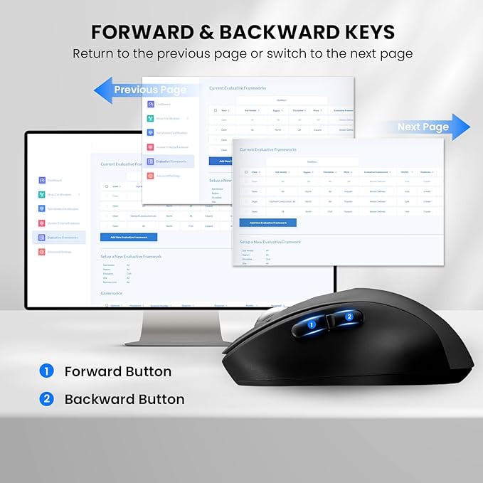 Wireless Bluetooth MouseMulti Device Ergo Computer MousesMetal 4-Way Super Scrolling± 3200 DPI10 ButtonsPlug&ampPlayQuietRechargeableUSB Cordless Mice for LaptopTabletMaciPadPCPhone (Gre