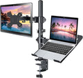 H&ampC(hcck&ampCllassp) Monitor and Laptop Mount Stand for 13 to 32 Screens Adjustable Monitor Arm Stand with Tray for 11-17” Laptop Holds 18lbs/Arm C-Clamp 75x75/100x100 VESA